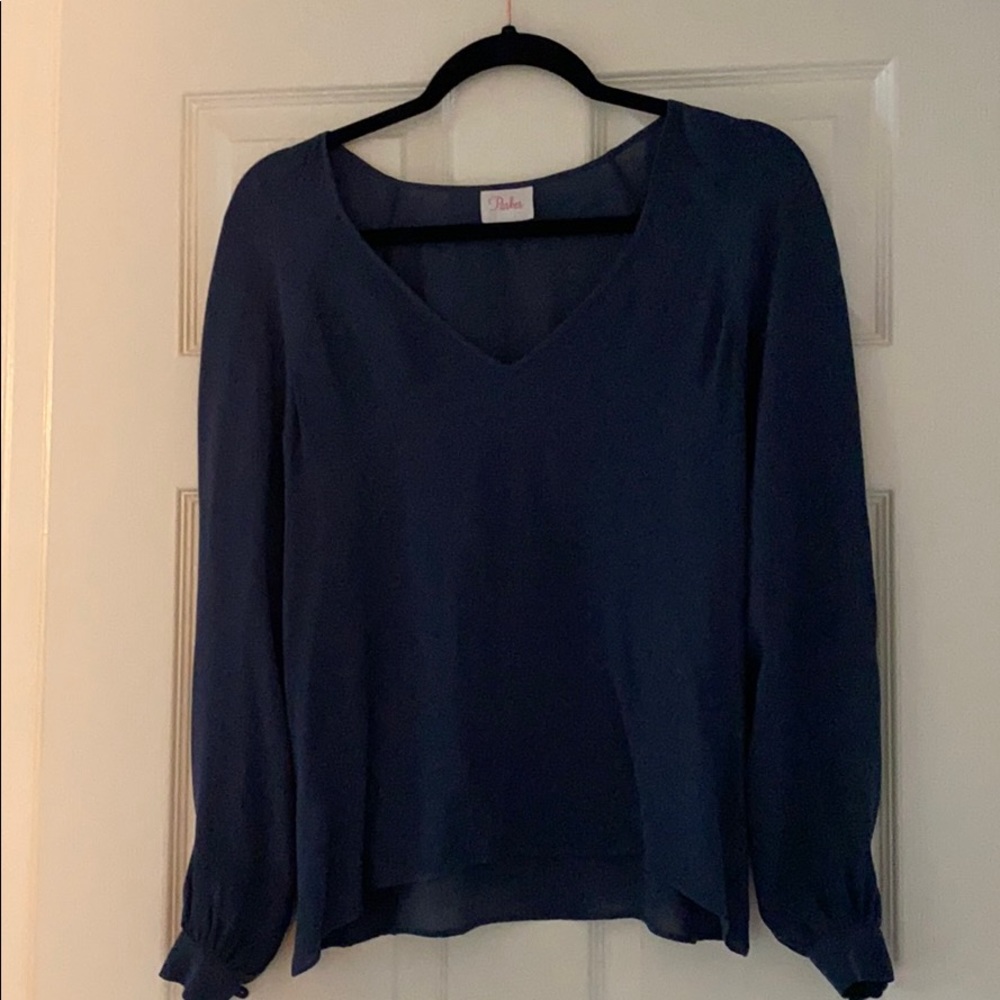 Parker Navy blouse with button details